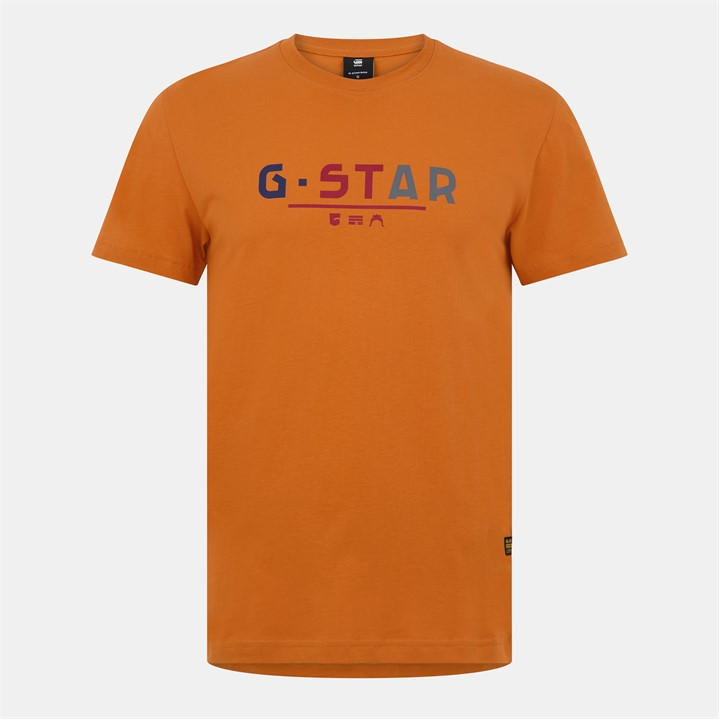 G Star Men's Orange Multi Logo Graphic T-Shirt 2XL