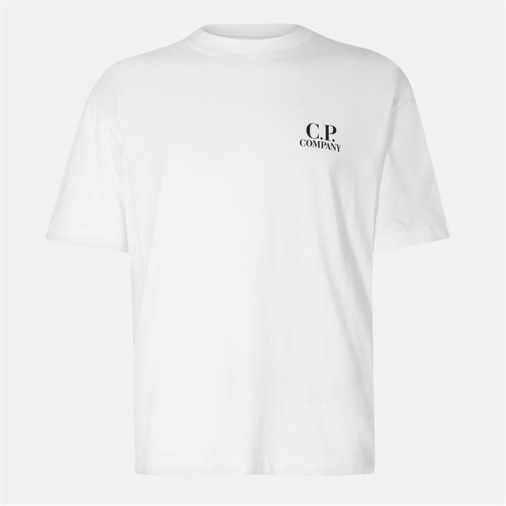 Cp Company Men's White Double Logo Tee