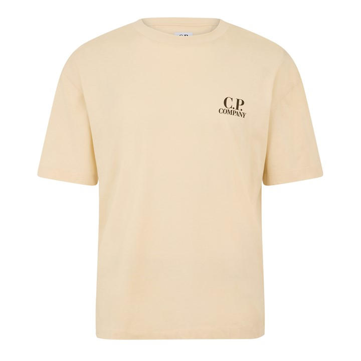 Cp Company Men's Beige Double Logo Tee