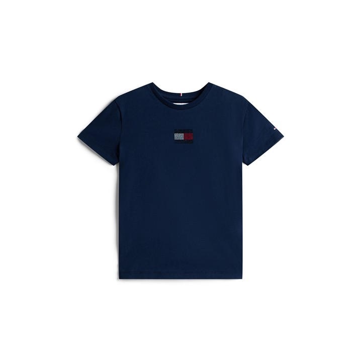 Tommy Hilfiger Girls Blue Tommy Diamante Tee Jn54 Size 13