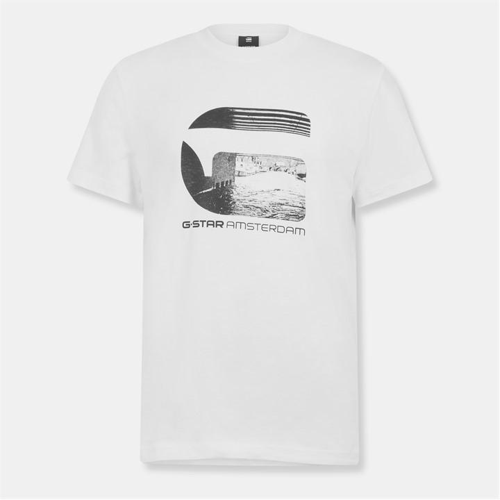 G Star Men's White Amsterdam T-Shirt Small