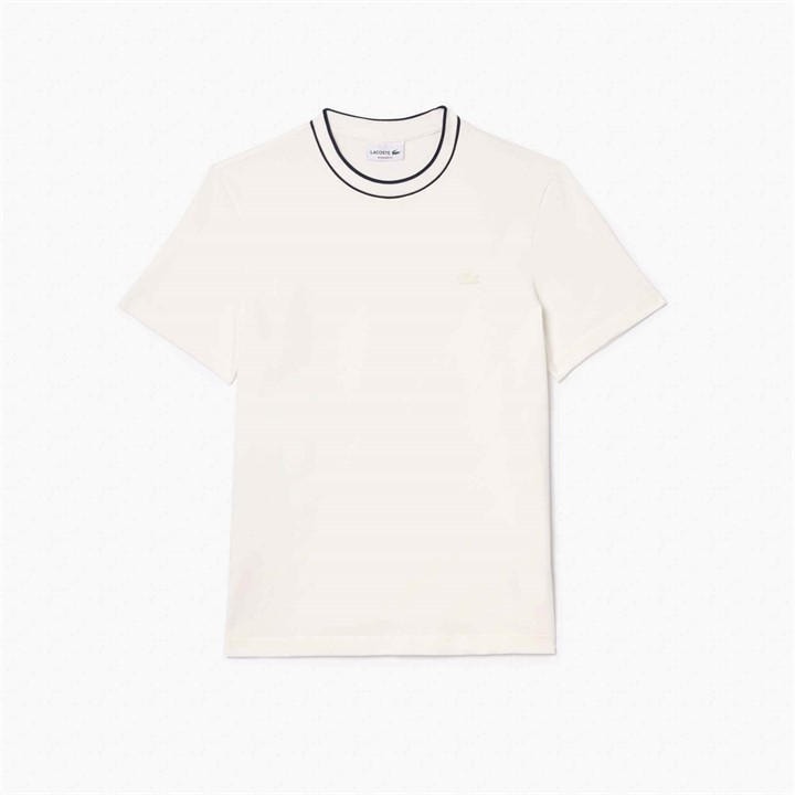 LACOSTE STRETCH PIQUE STRIPE COLLAR T-SHIR