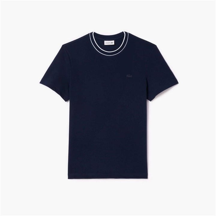 LACOSTE STRETCH PIQUE STRIPE COLLAR T-SHIR