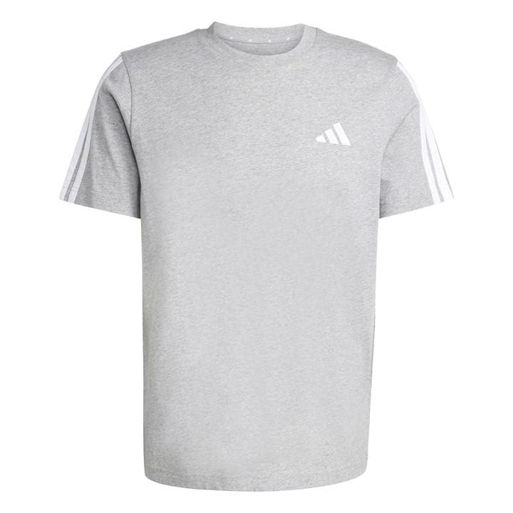 Adidas Men's Grey Essentials 3-Stripes T-Shirt Extra Large