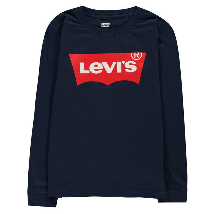 Levis Unisex Kids Blue Batwing Long Sleeve T Shirt Size 7