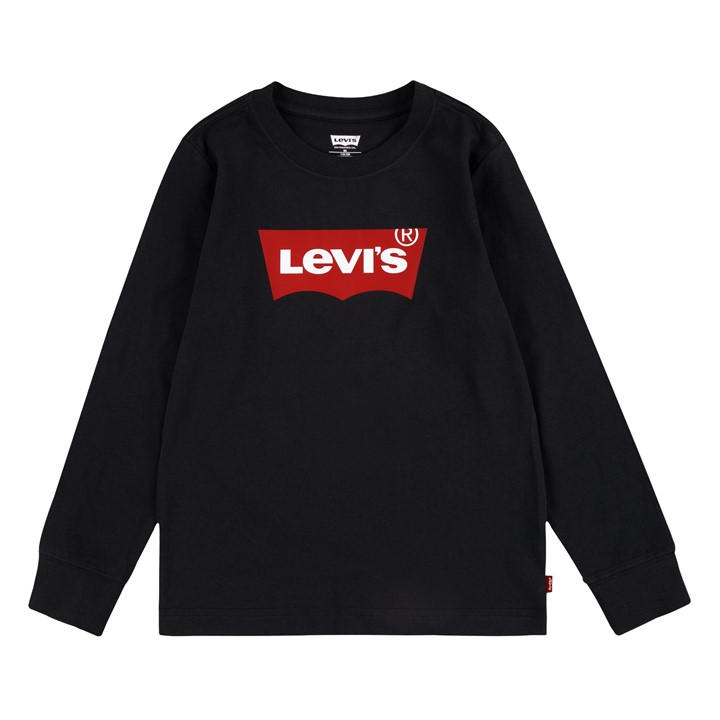 Levis Unisex Kids Black Batwing Long Sleeve T Shirt Size 7