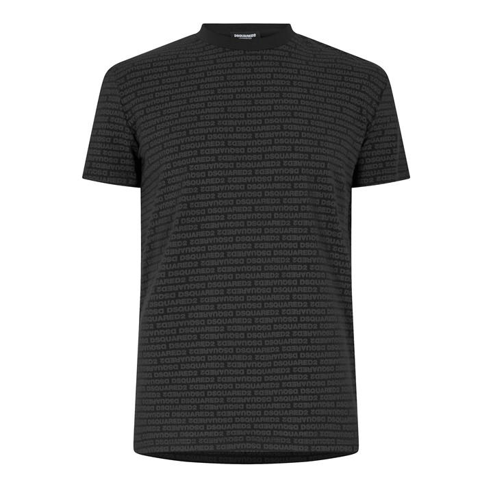 Dsquared2 Men's Black All Over Logo Regular Fit T-Shirt