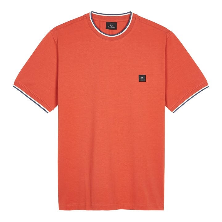 Ps Paul Smith Men's Orange Logo Patch T-Shirt Small