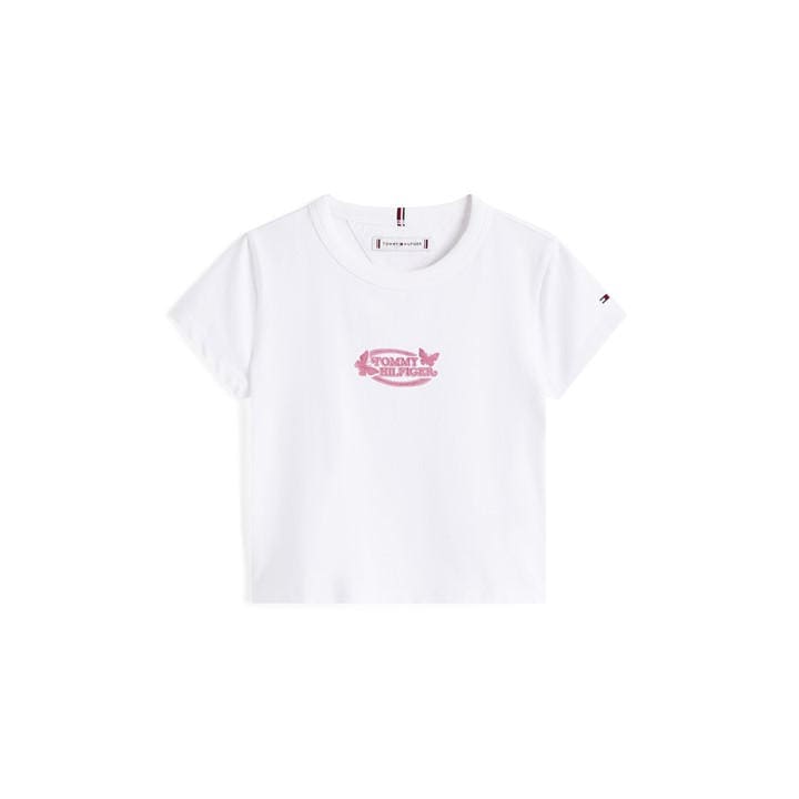 Tommy Hilfiger Girls White Tommy Butterfly Tee Size 13