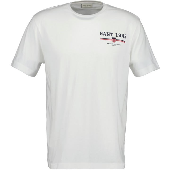 Gant Graphic Ss T-shirt Eggshell S In White