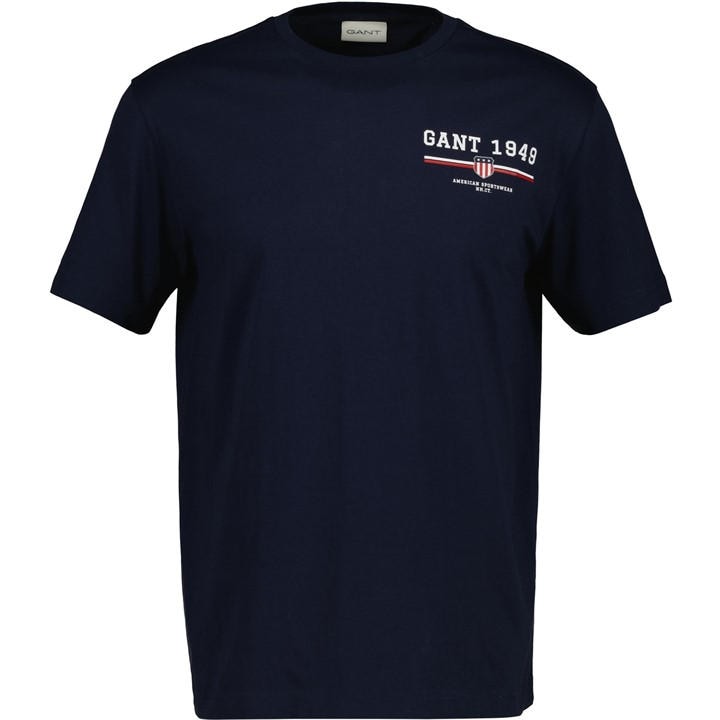 Gant Graphic Ss T-shirt Eggshell S In Blue