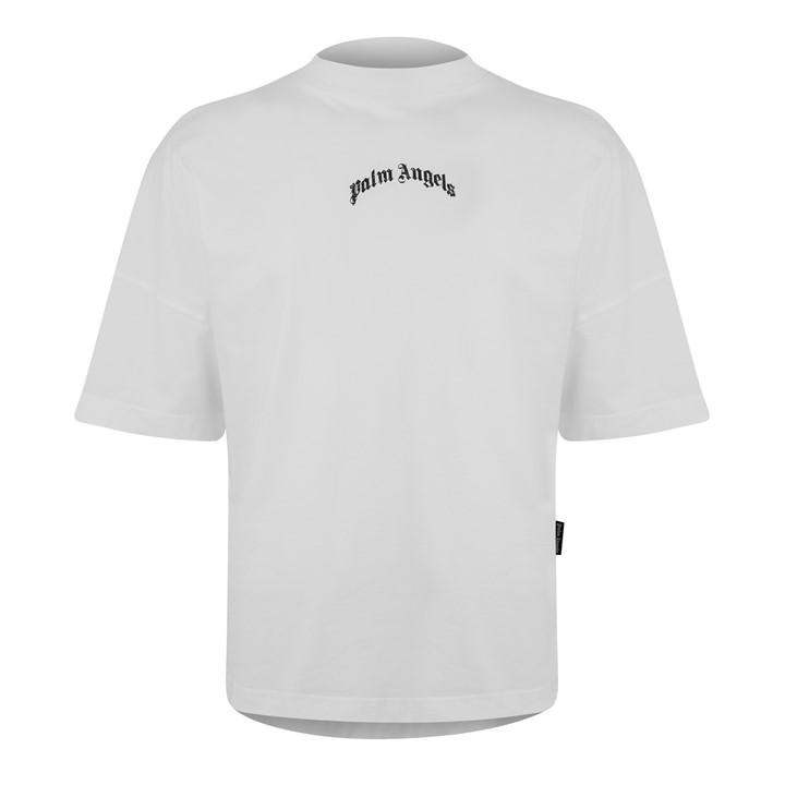 Palm Angels Men's White Gothic Oversized T-Shirt Extra Small