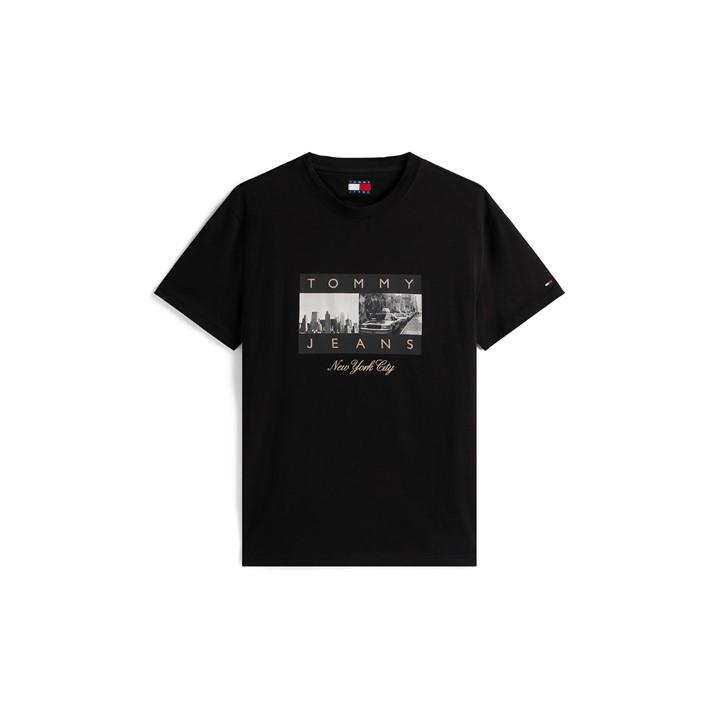 Tommy Jeans Men's Black Tj Photo Flag Regular Fit T-Shirt