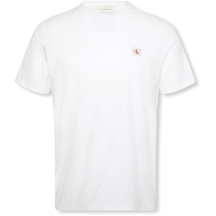 Calvin Klein Jeans Men's White Ckj Woven Box Tee Small