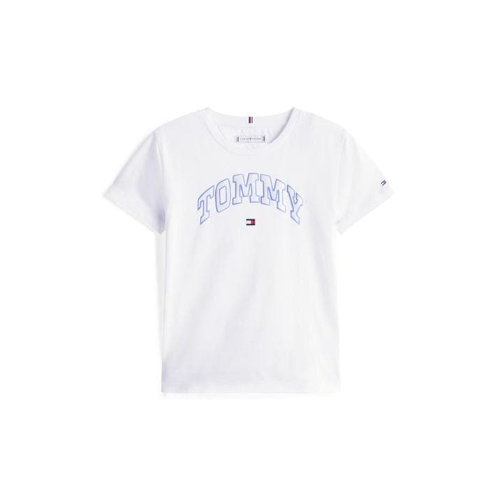 Tommy Hilfiger Girls White Tommy Varsity Tee Jn54 Size 9
