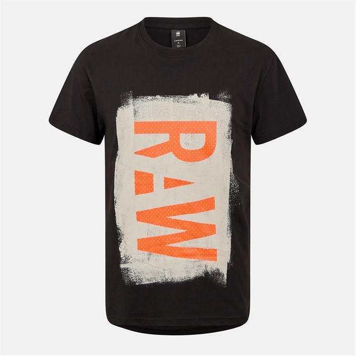 G Star Men's Black Painted Raw Graphic T-Shirt Extra Large