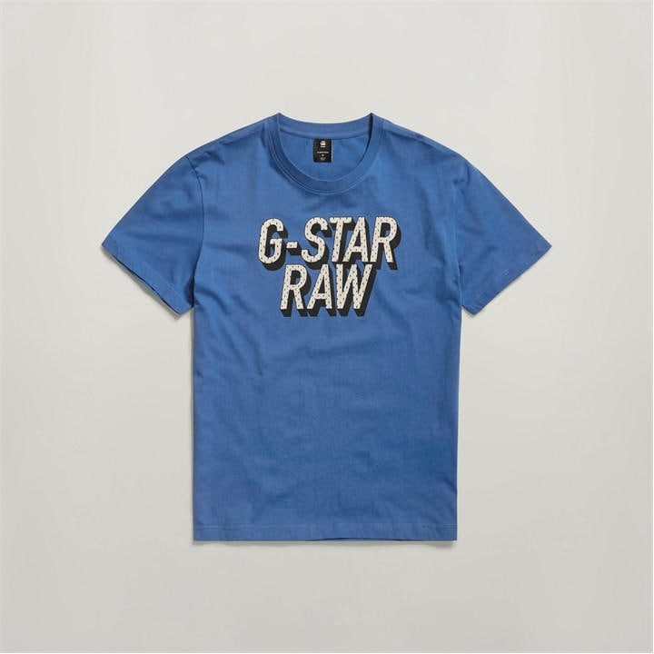 G Star Men's Blue 3D Dotted Graphic T-Shirt Medium