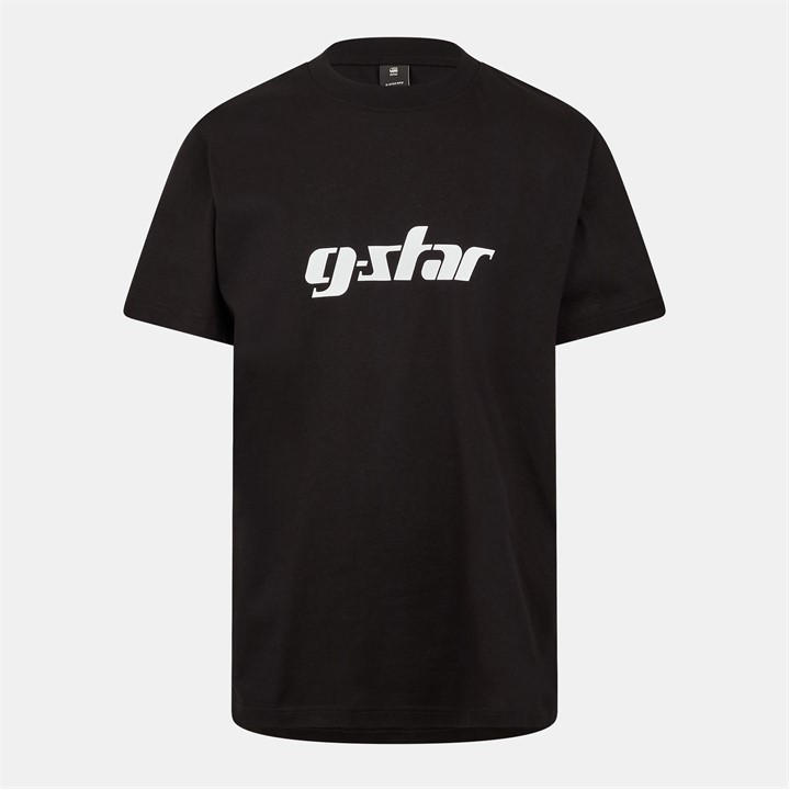 G Star Men's Black Cursive T-Shirt Medium