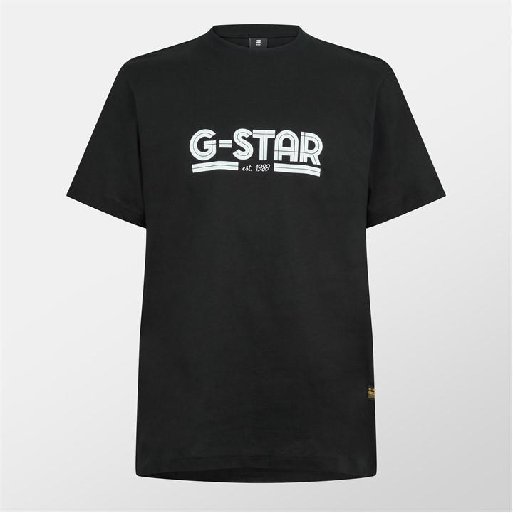 G Star Men's Black Unisex Line Script Loose T Shirt Medium