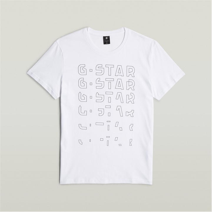 G Star Men's White Gradient Graphic T-Shirt Medium