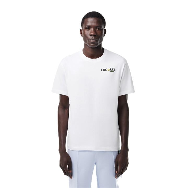 Lacoste Men's White Graphic T-Shirt Extra Small