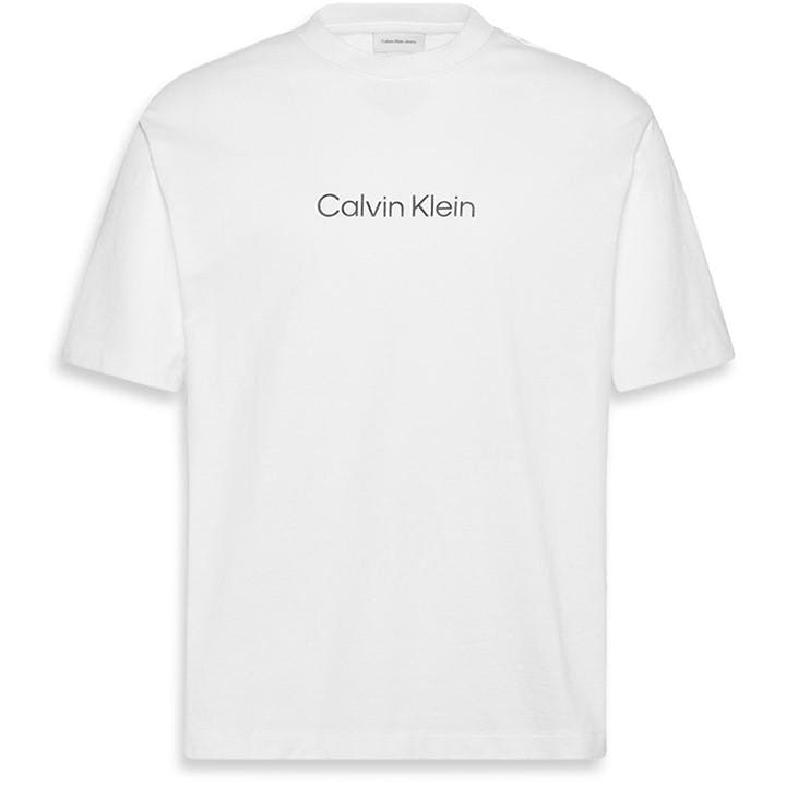 Calvin Klein Men's White Calvin Sslogo Crew T