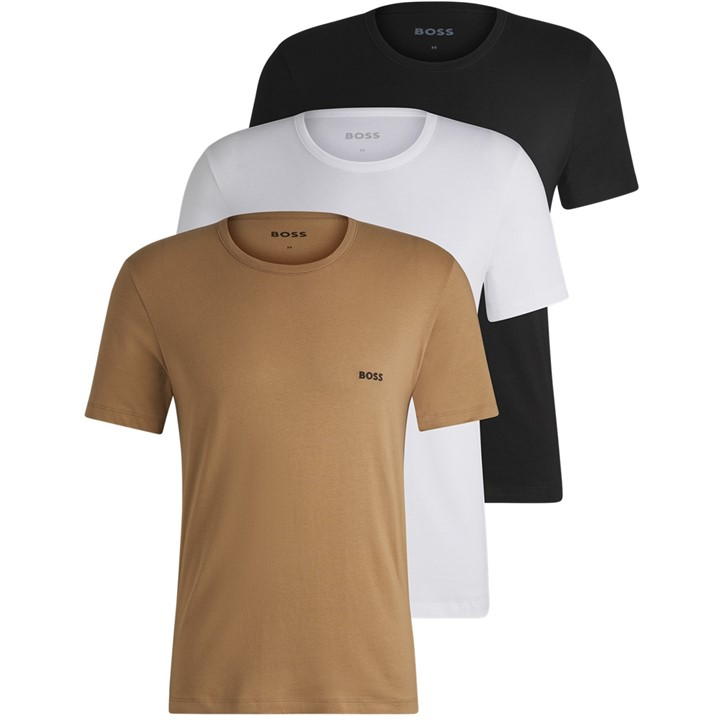 Boss Men's Black Regular Fit Crew-Neck T-Shirt 3-Pack 2XL