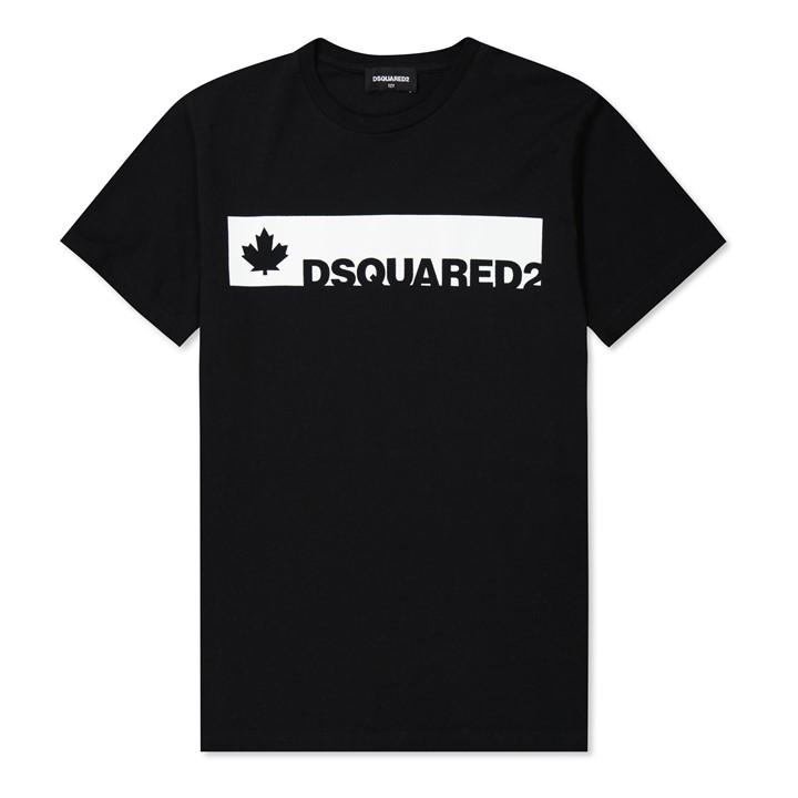 Blk/Wht 90J - DSQUARED2 - Boys Maple Leaf Short Sleeve T Shirt