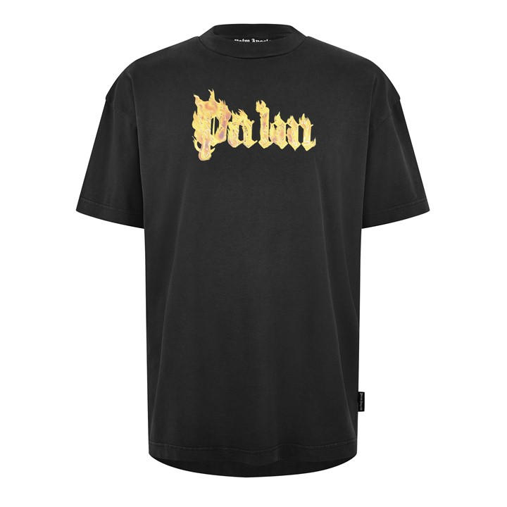 Palm Angels 'burning Logo T-shirt In Black