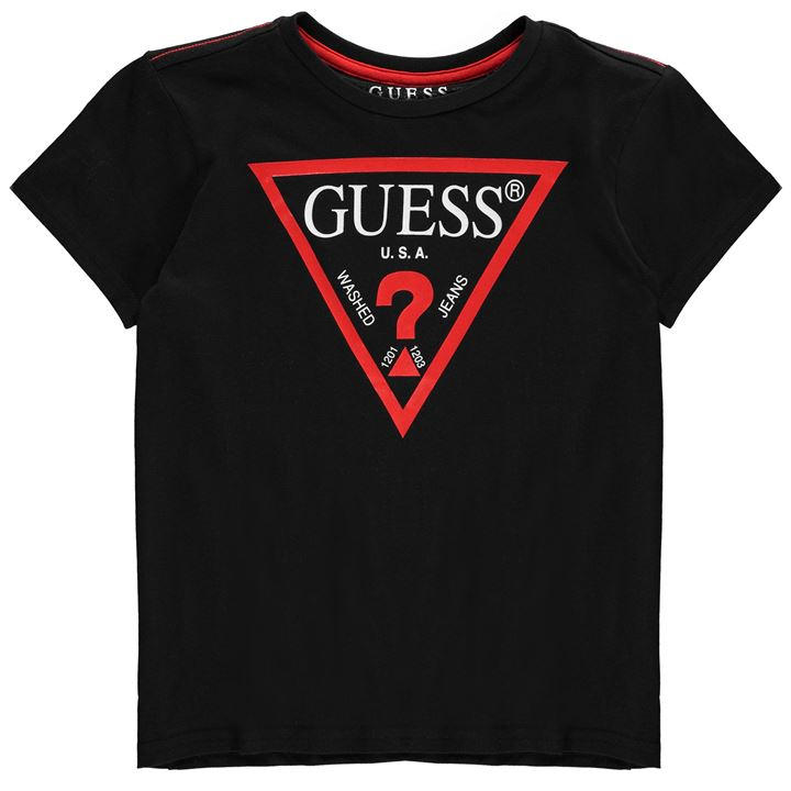Guess Boys Black Logo T Shirt Size 7