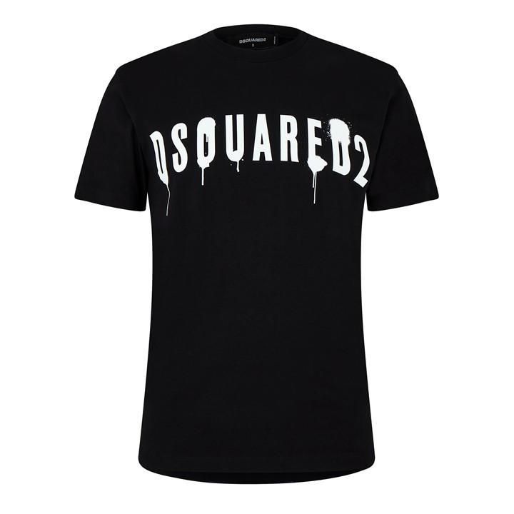 Dsquared2 Men's Black Spray Logo T Shirt Small
