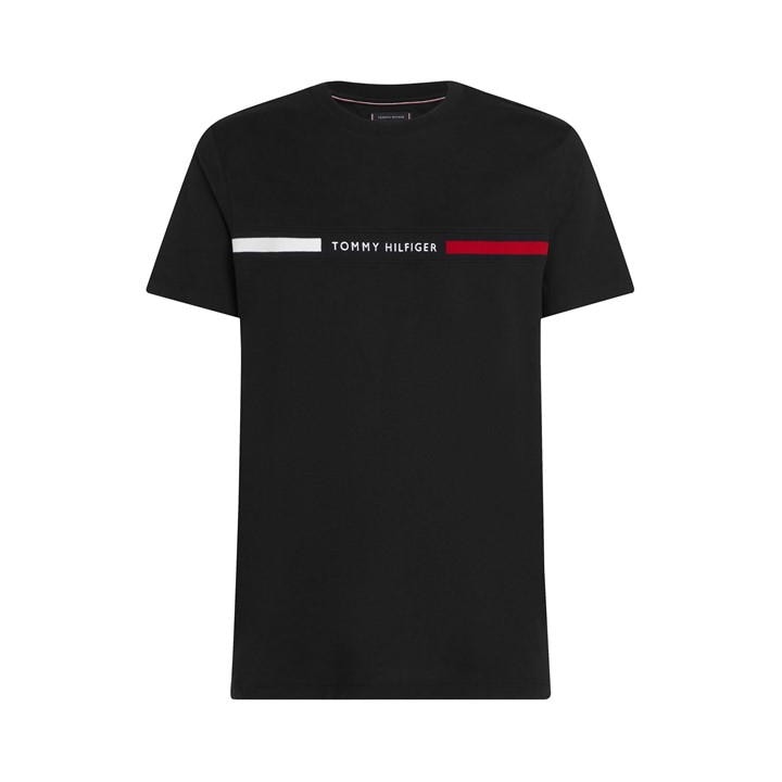 Tommy Hilfiger Logo Panel T-shirt In Black