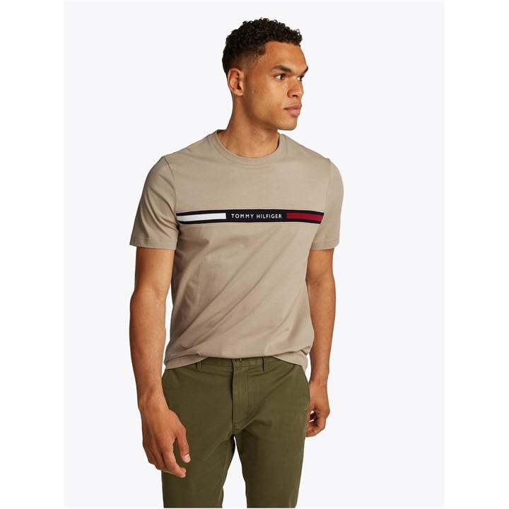Tommy Hilfiger Logo Panel T-shirt In Green