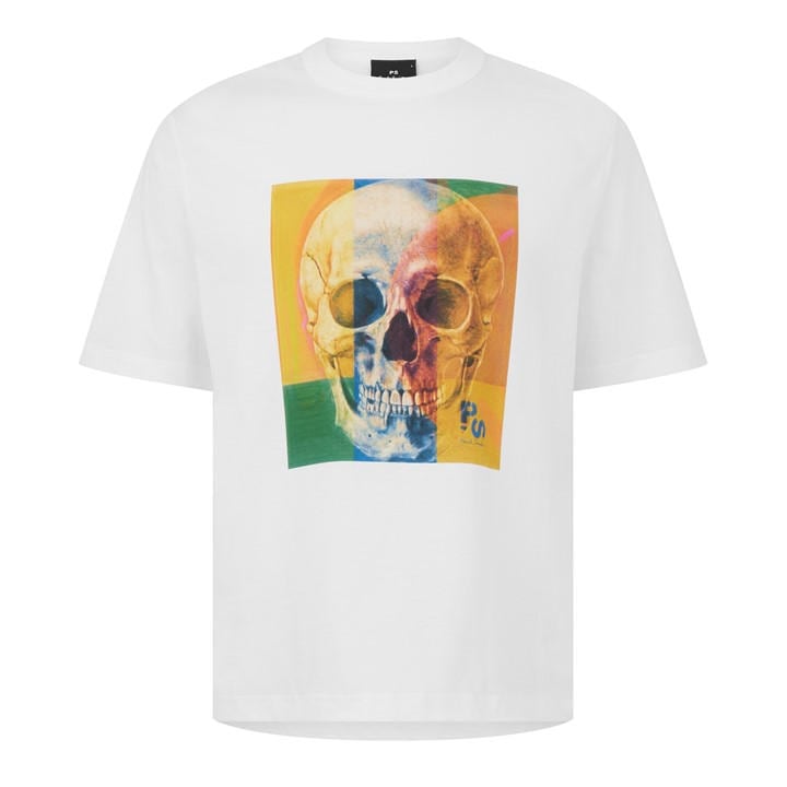 Ps By Paul Smith Skull Square Cotton T Shirt In White
