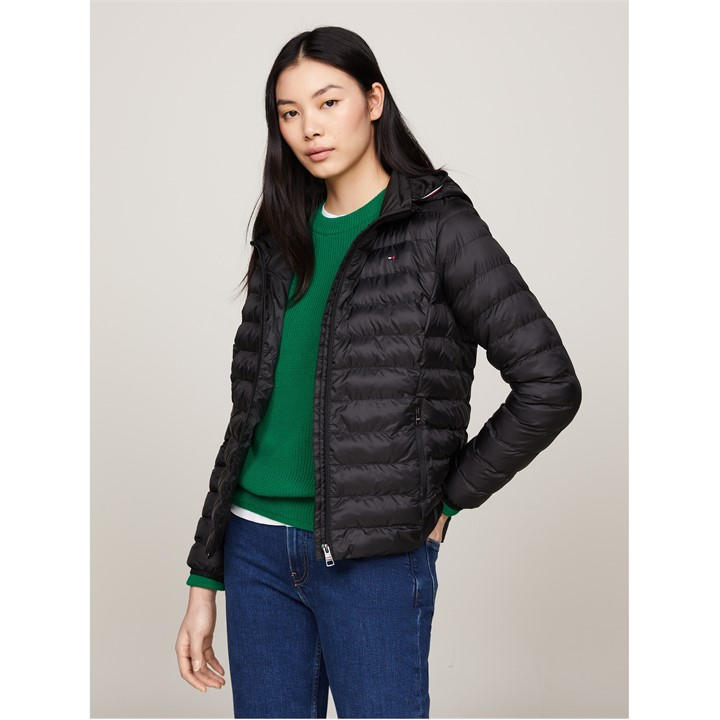 Tommy Hilfiger Women's Black Lw Padded Global Stripe Jacket Size 10