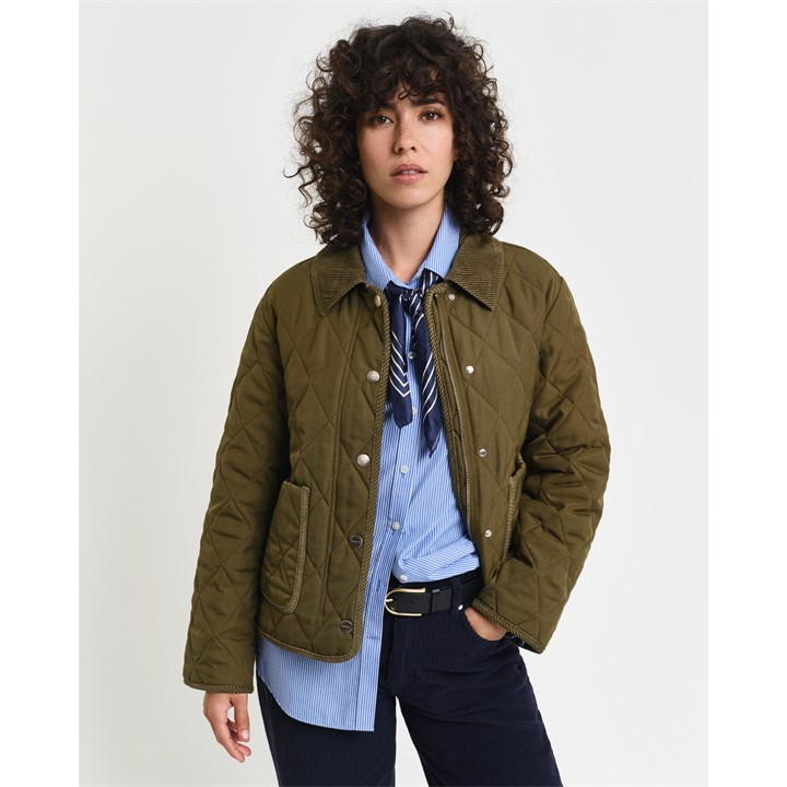 Gant Quilted Cord Detailed Jacket Dark C In Brown