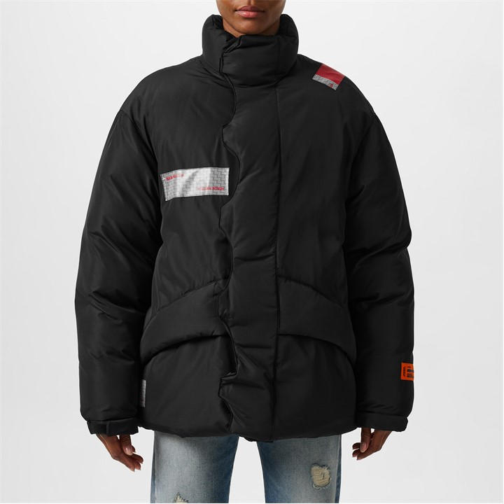 Heron Preston Logo Patch Padded Coat In Black