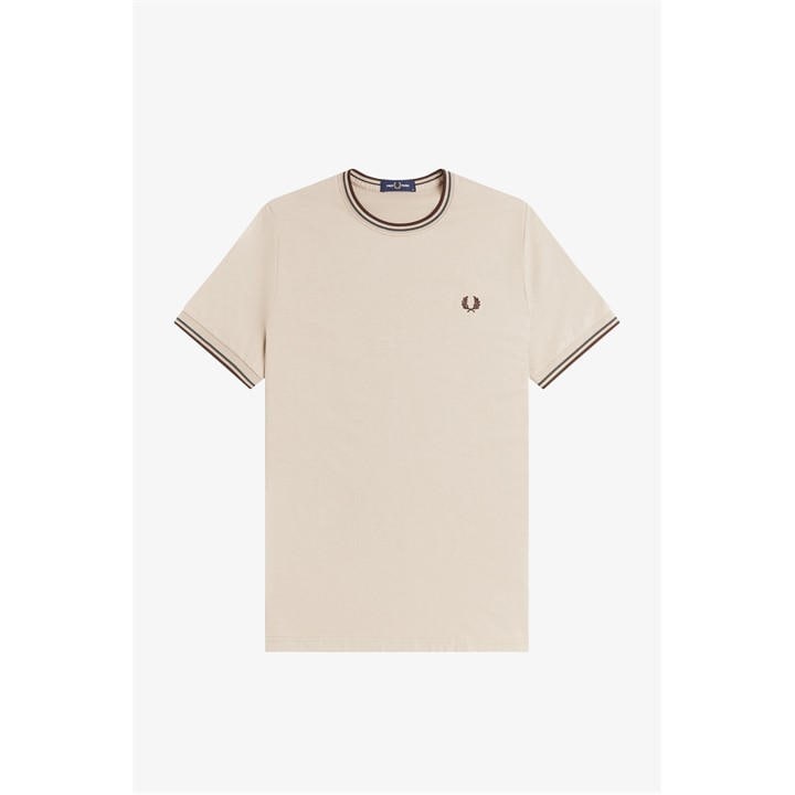 Fred Perry Men's Beige Twin Tipped T-Shirt