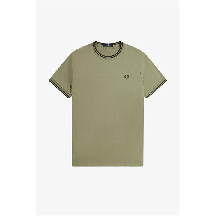 Fred Perry Men's Green Twin Tipped T-Shirt - Small