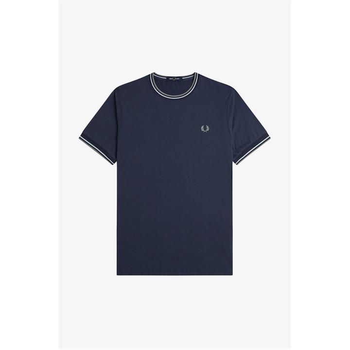 Fred Perry Men's Blue Twin Tipped T-Shirt Medium