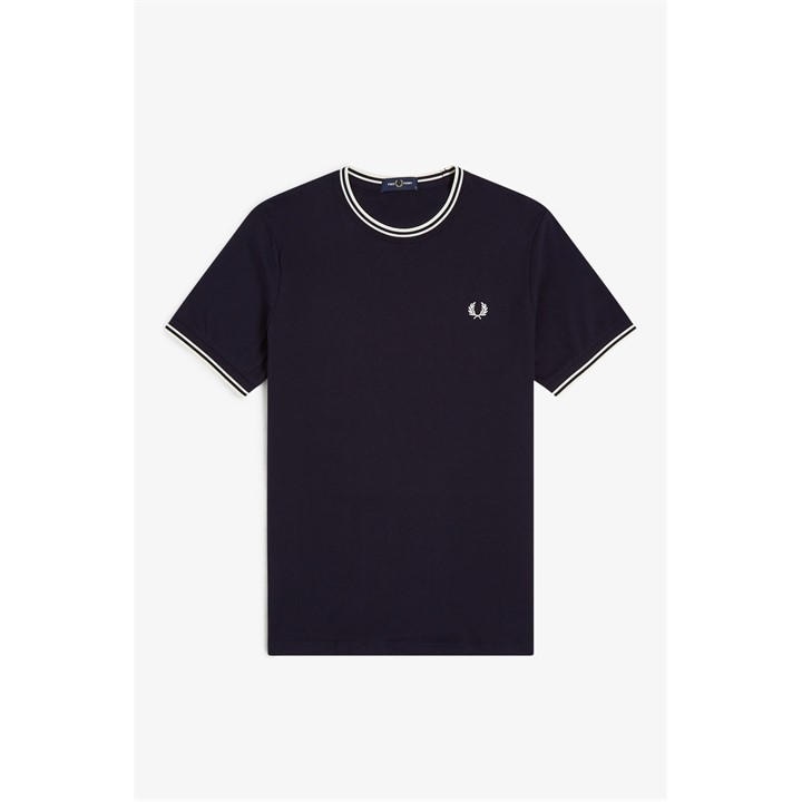 Fred Perry Men's Blue Twin Tipped T-Shirt Medium