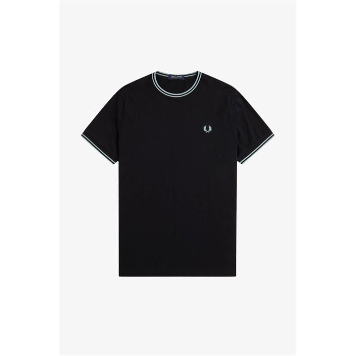 Fred Perry Men's Black Twin Tipped T-Shirt Medium