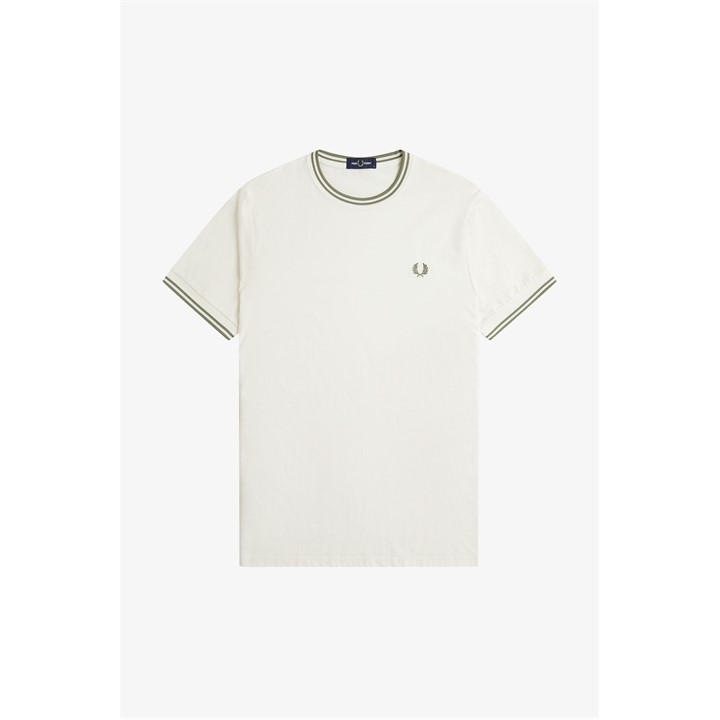 Fred Perry Men's Beige Twin Tipped T-Shirt Large