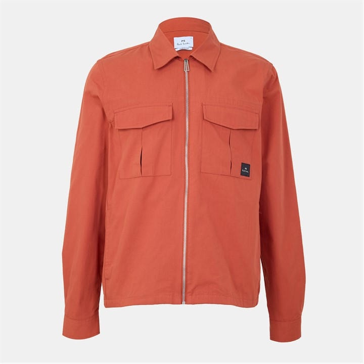 Flat Grey 70 - PS PAUL SMITH - Men's Cotton Zip Long Sleeve Overshirt