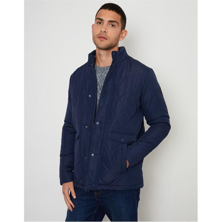 THREADBARE FUNNEL NECK DIAMOND QUILTED JACKET