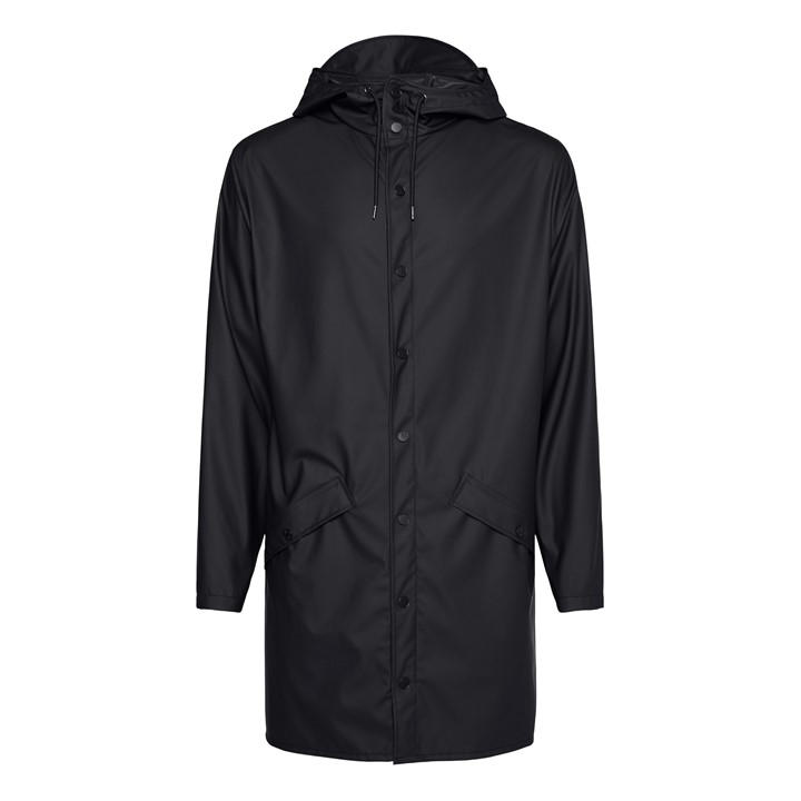 Rains Unisex Black Long Jacket Medium