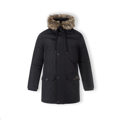 Minoti - Men padded parka jacket with faux fur hood black