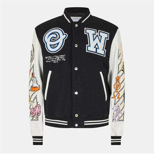 OFF WHITE - Men's Relaxed Fit Varsity Jacket