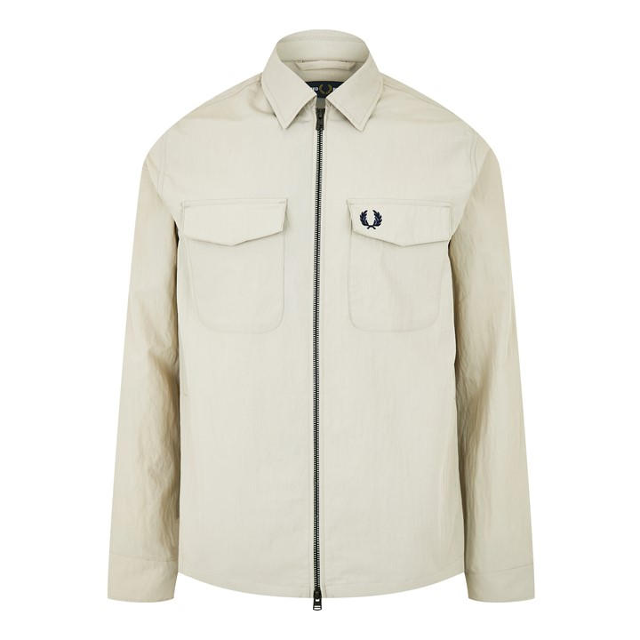 Fred Perry Men's Beige Zip Overshirt Extra Large