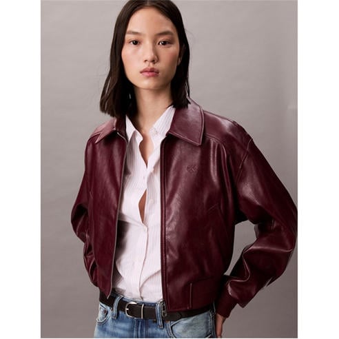 Calvin Klein Jeans - Women's  Cropped Faux Leather Jacket